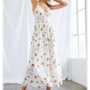 Yellow Rose Lace Maxi Dress